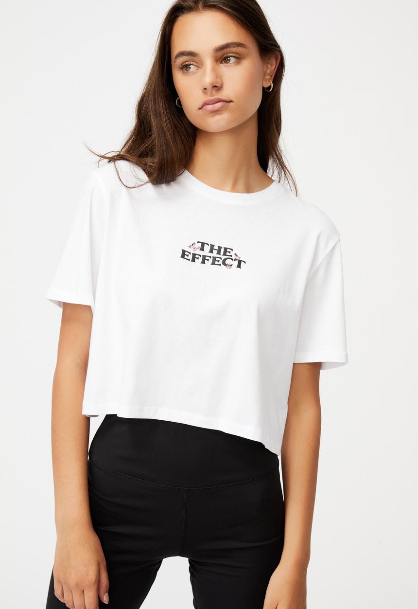 Factorie - Short sleeve crop graphic T-shirt - white