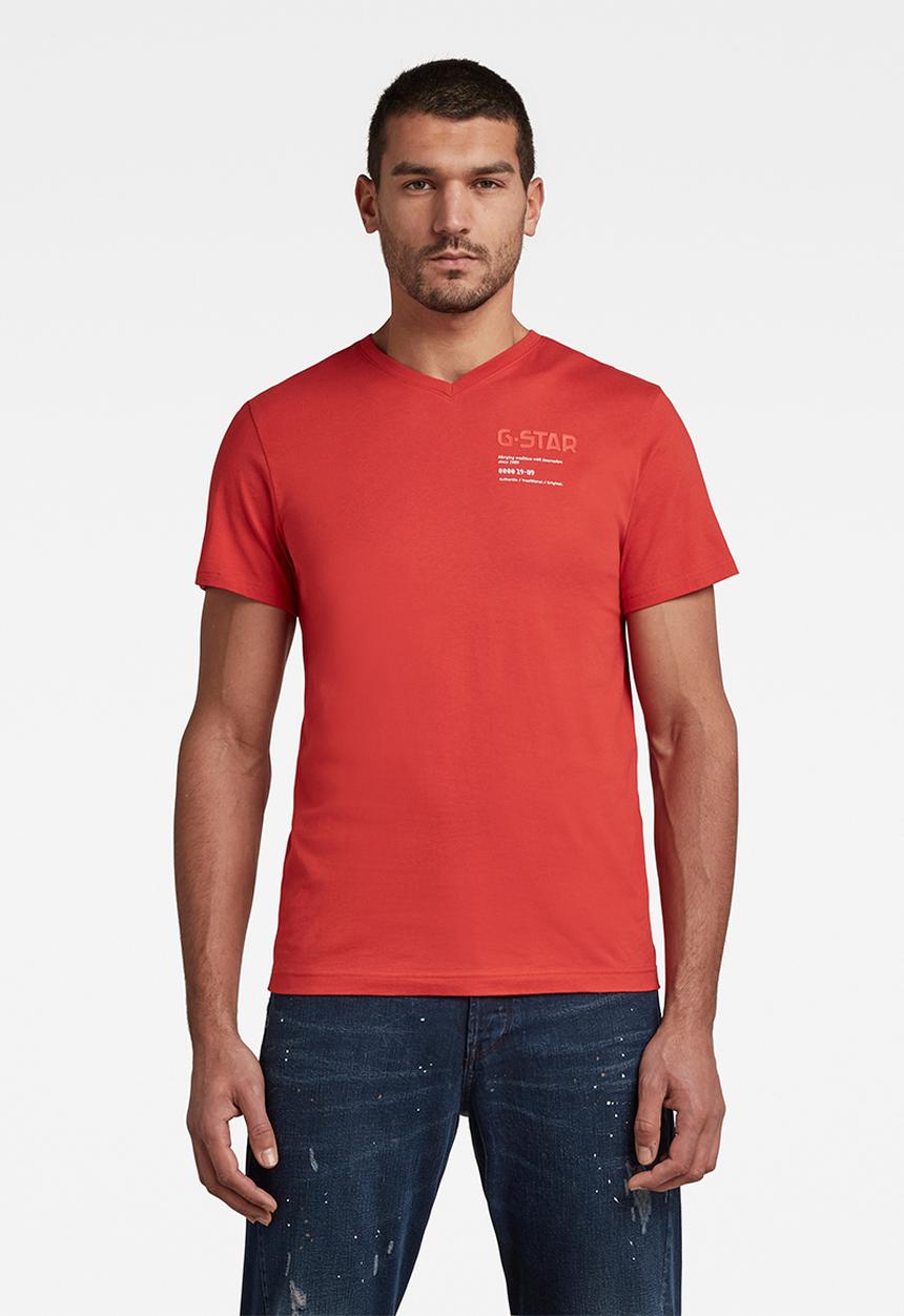 G-STAR - G-star chest graphic v short sleeve tee - dark candy