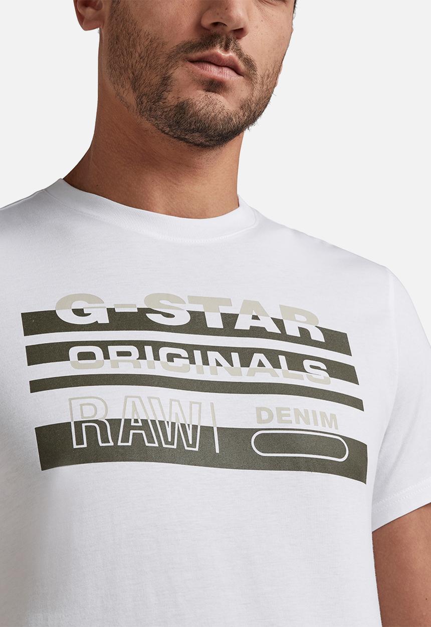 G-STAR - Originals stripe logo r short sleeve tee - white
