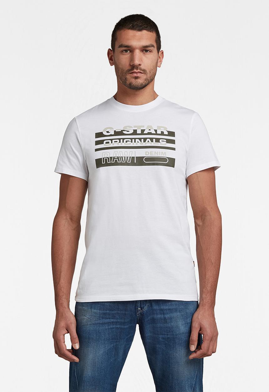 G-STAR - Originals stripe logo r short sleeve tee - white
