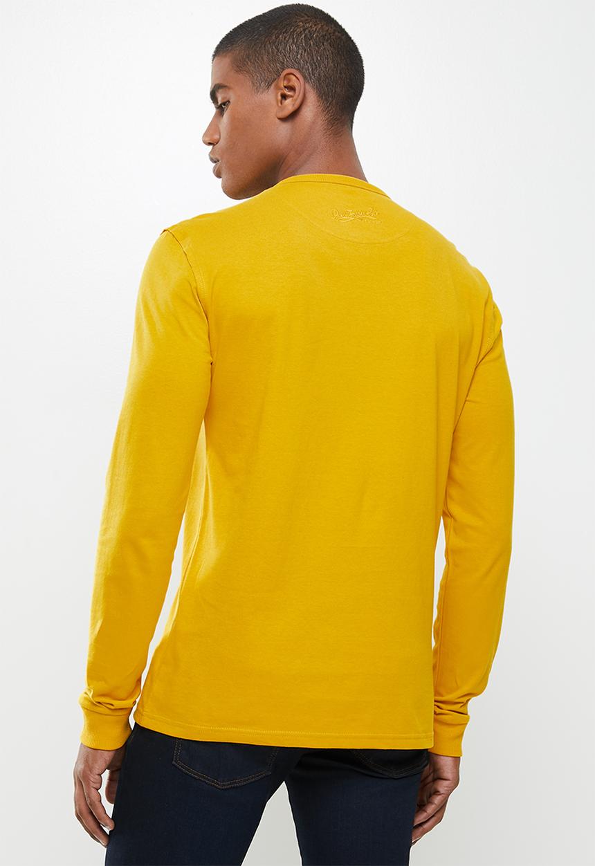 POLO - Mens pjc dru knit henley tee - mustard