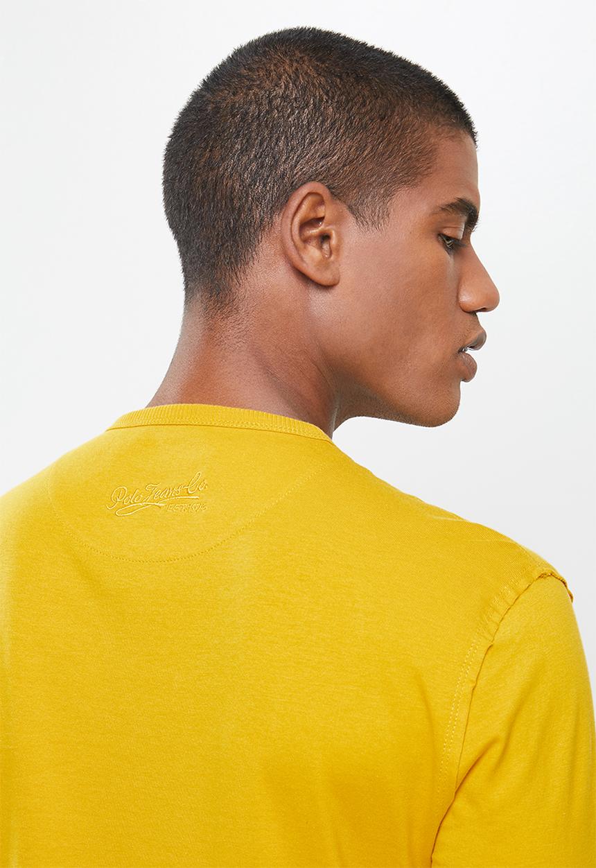 POLO - Mens pjc dru knit henley tee - mustard