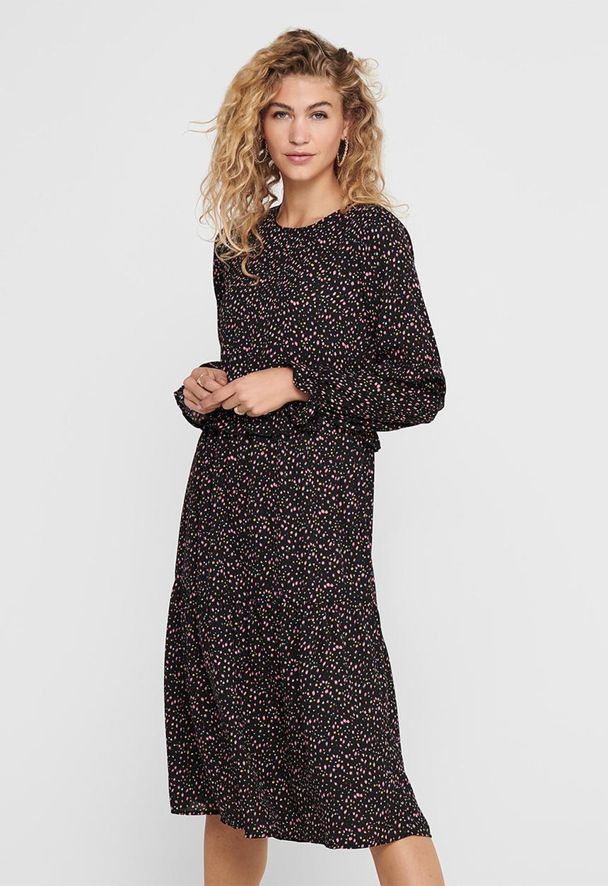 Jacqueline de Yong - Caroline long sleeve above calf dress - multi 