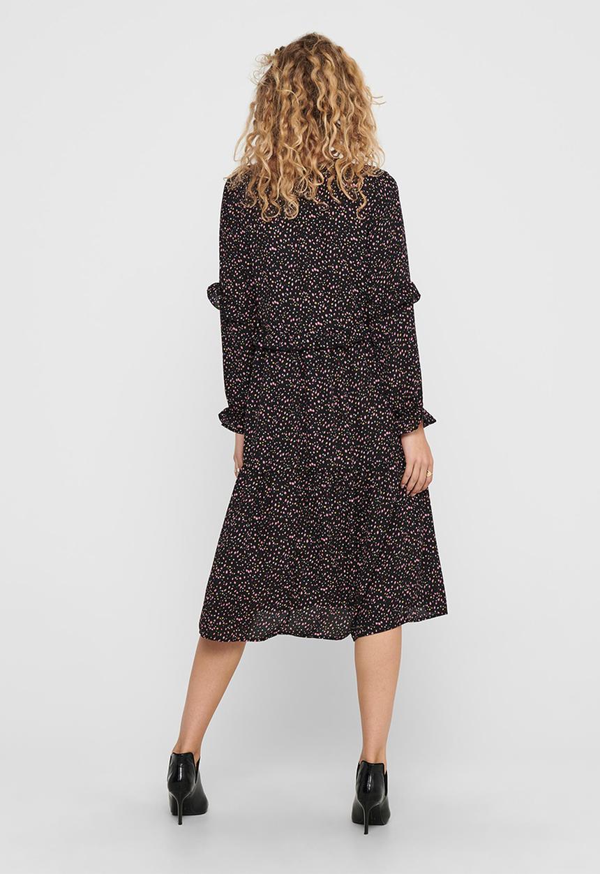 Jacqueline de Yong - Caroline long sleeve above calf dress - multi 