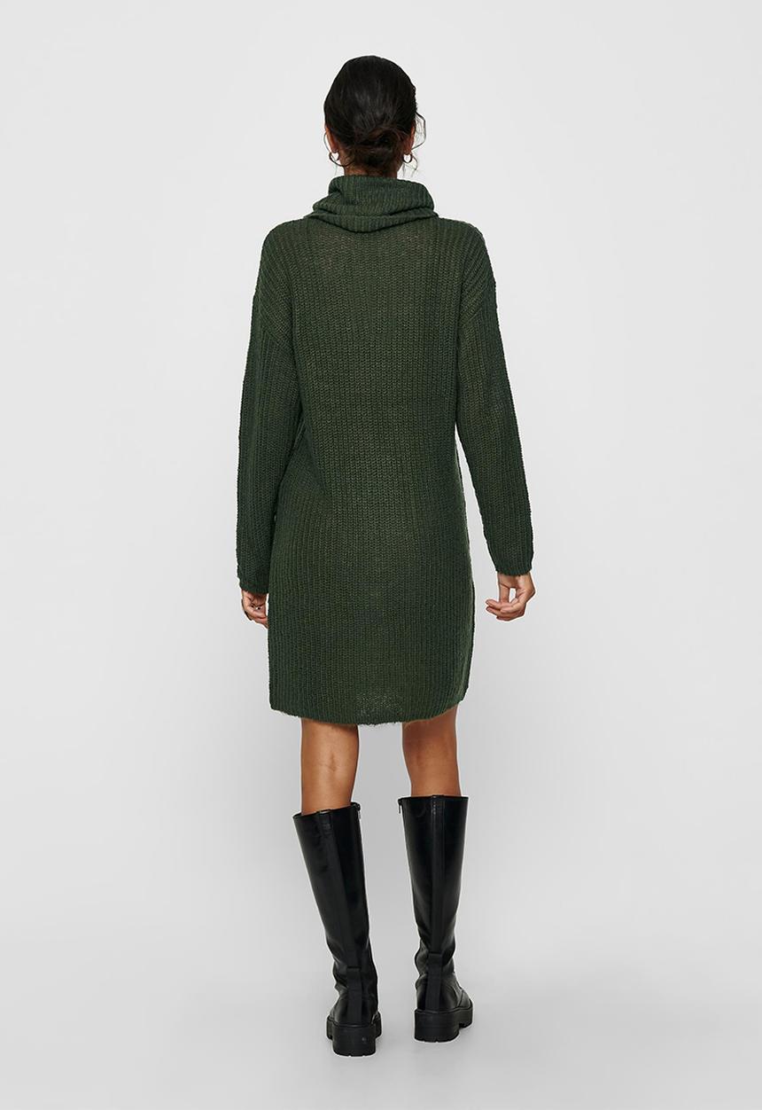 Jacqueline de Yong - Danilla long sleeve roll neck dress knit - green 