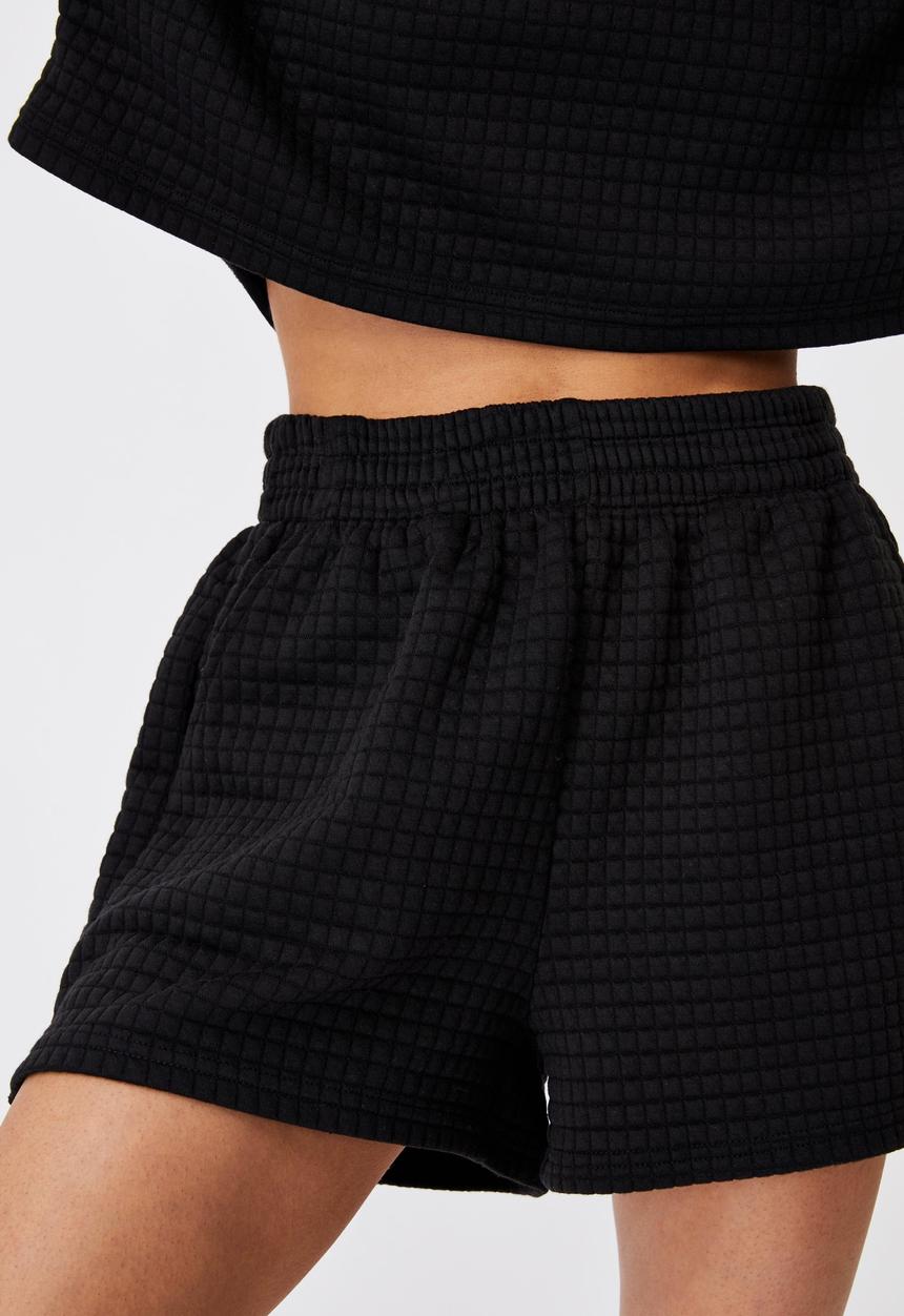 Factorie - Waffle fleece short - black