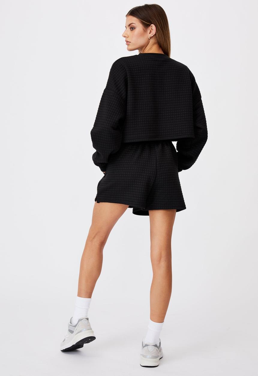 Factorie - Waffle fleece short - black
