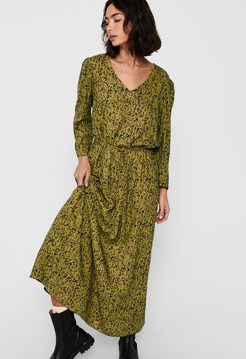 Jacqueline de Yong - Melvin life 7/8 long dress - olive & black 