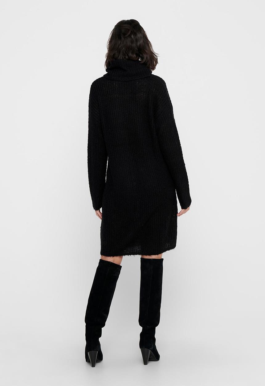 Jacqueline de Yong - Danilla long sleeve roll neck dress knit - black