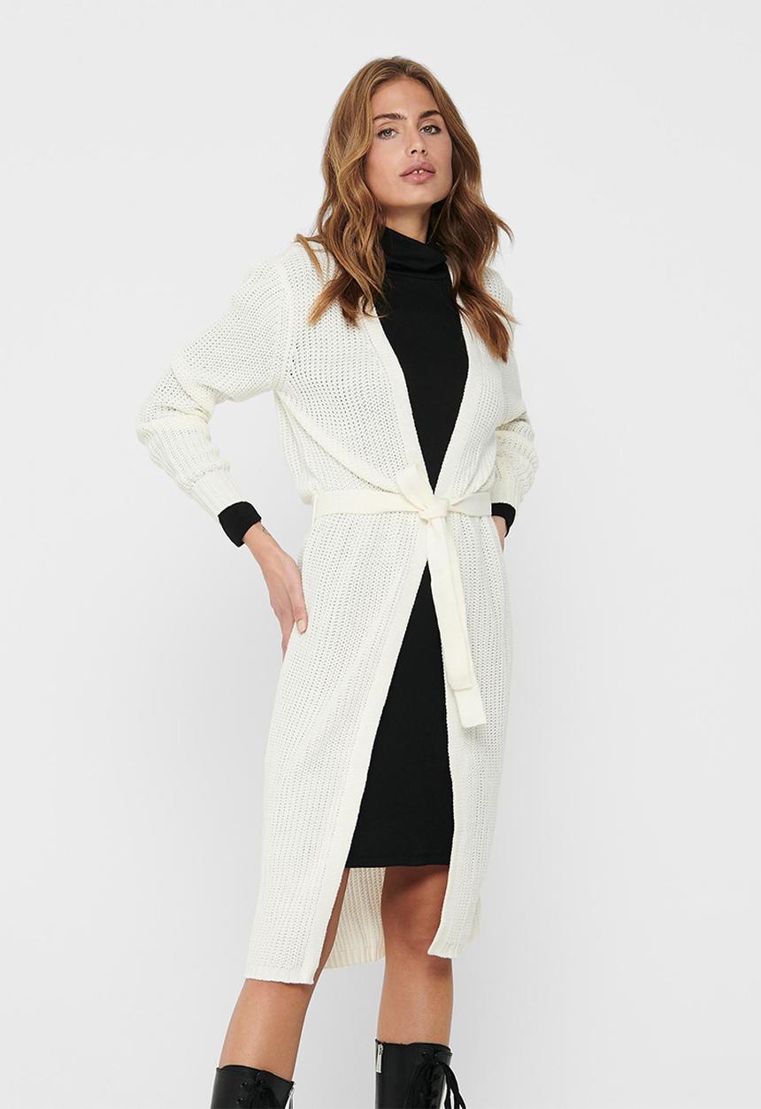 Jacqueline de Yong - Gurli long sleeve belt cardigan knit - cream 