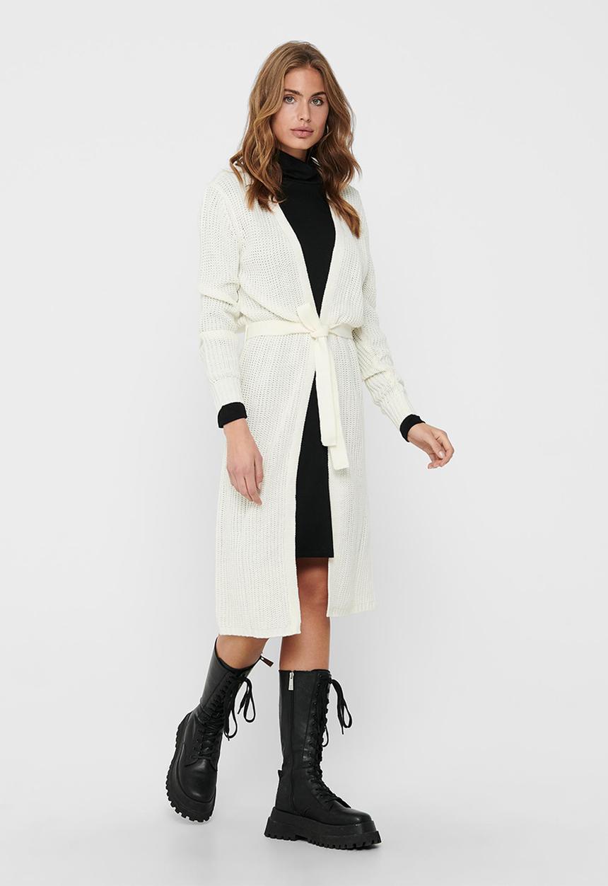 Jacqueline de Yong - Gurli long sleeve belt cardigan knit - cream 