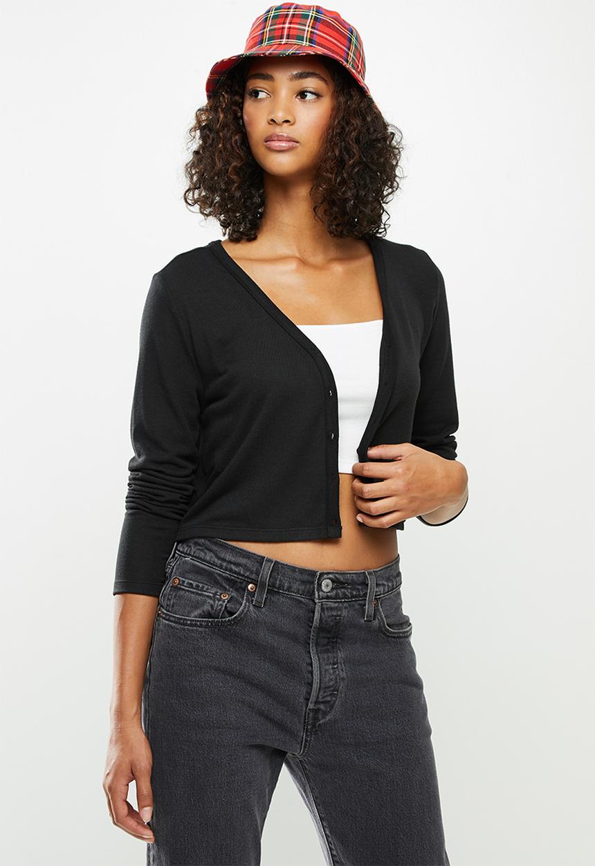 Blake - Loose cropped cardi - black