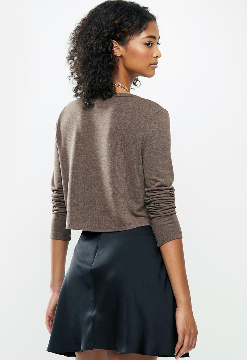 Blake - Loose cropped cardi - taupe