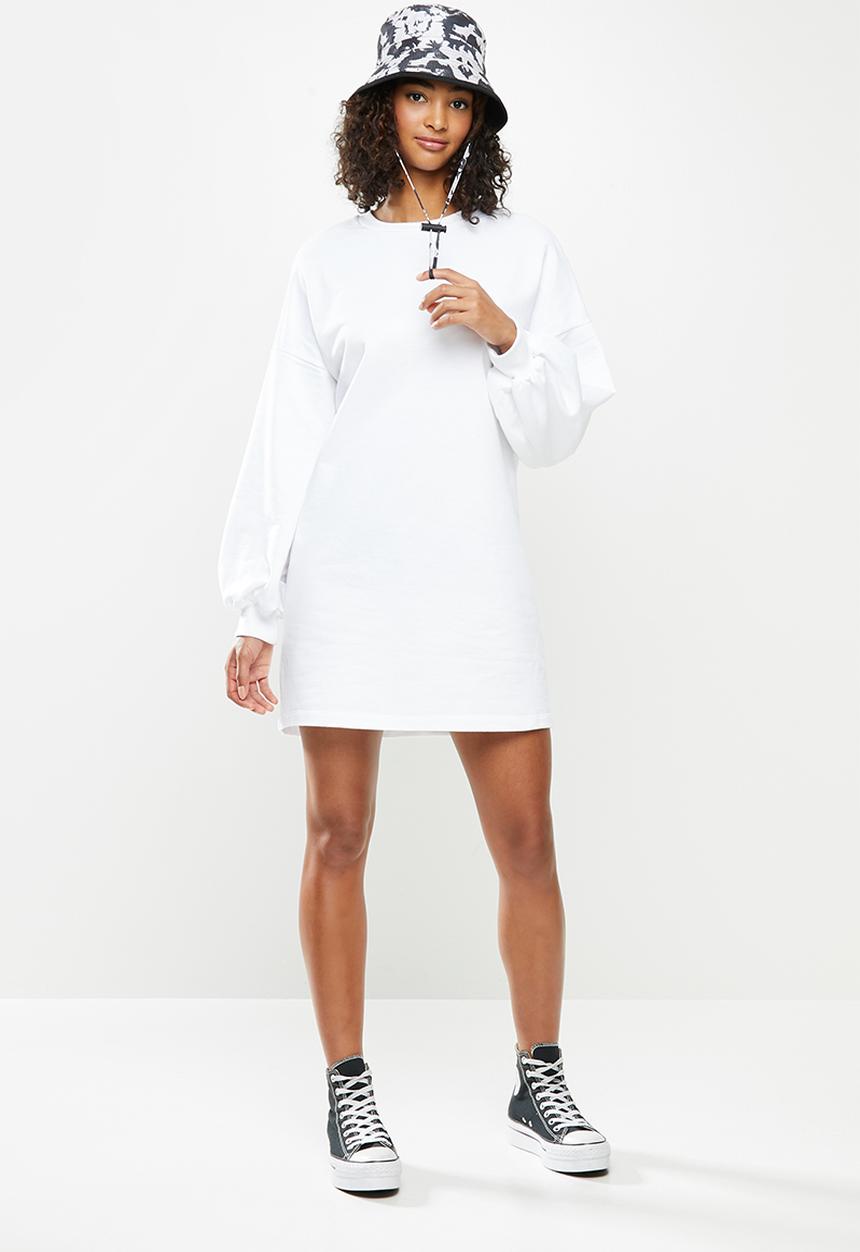 Blake - Fleece oversized sweater dress - white