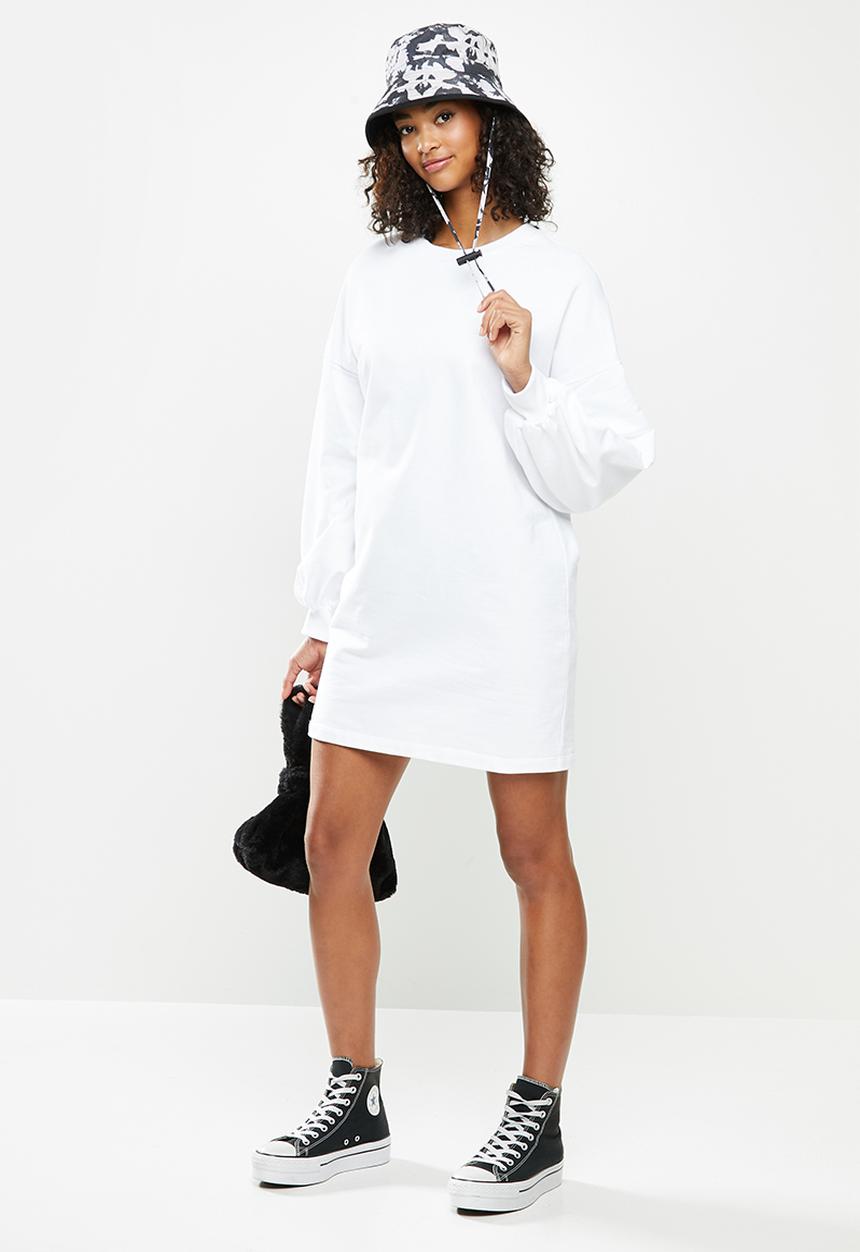 Blake - Fleece oversized sweater dress - white