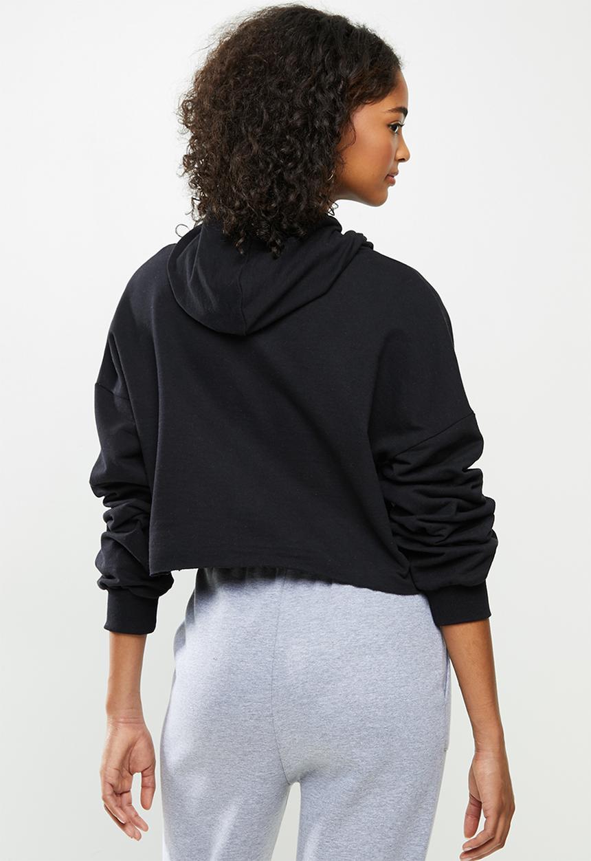 Blake - Fleece cropped hoodie - black