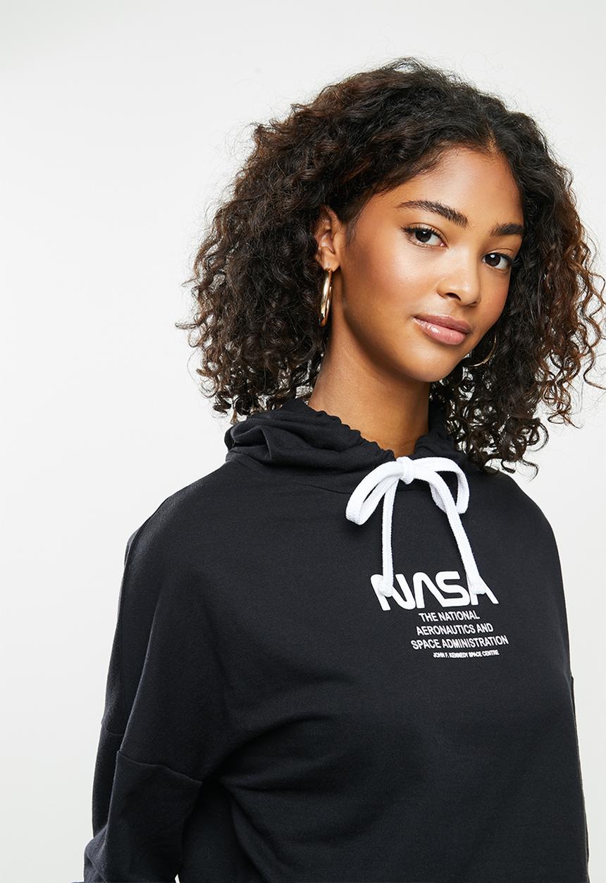 Blake - Fleece cropped hoodie - black