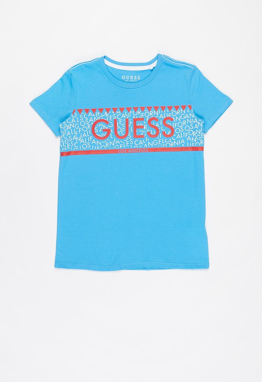 GUESS - Boys guess horizontal print crew - blue