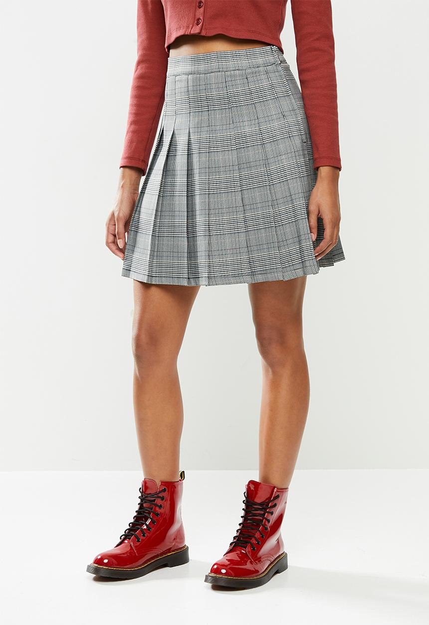 Blake - Check pleated mini skirt - black 