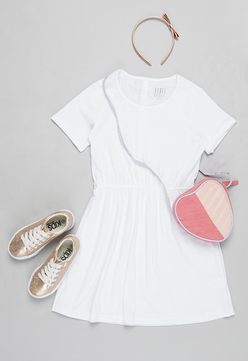 Rebel Republic - Girls jersey dress - white