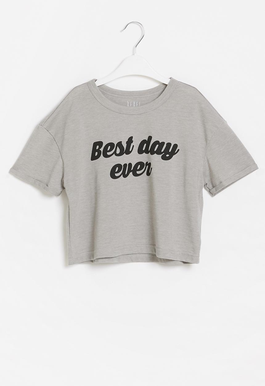 Rebel Republic - Girls short sleeve crop top - grey