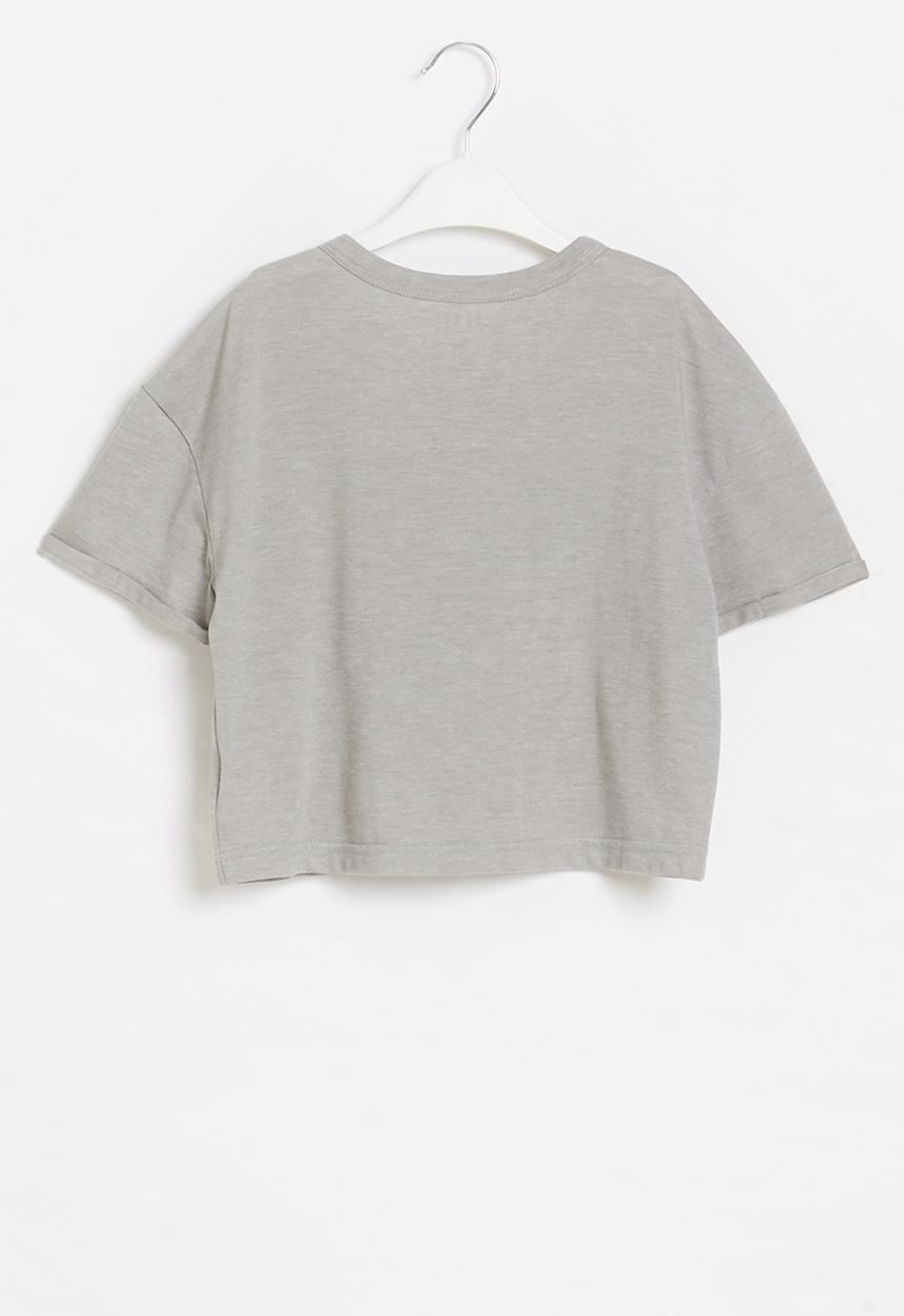 Rebel Republic - Girls short sleeve crop top - grey