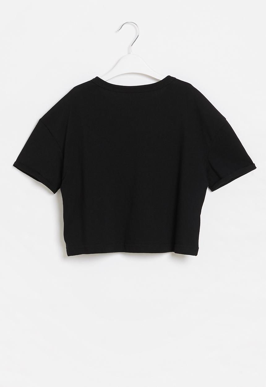 Rebel Republic - Girls short sleeve crop top - black