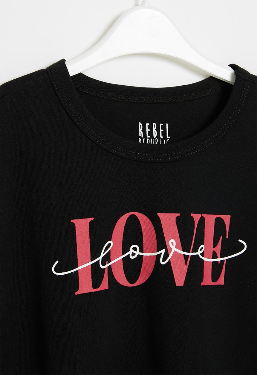 Rebel Republic - Girls short sleeve crop top - black