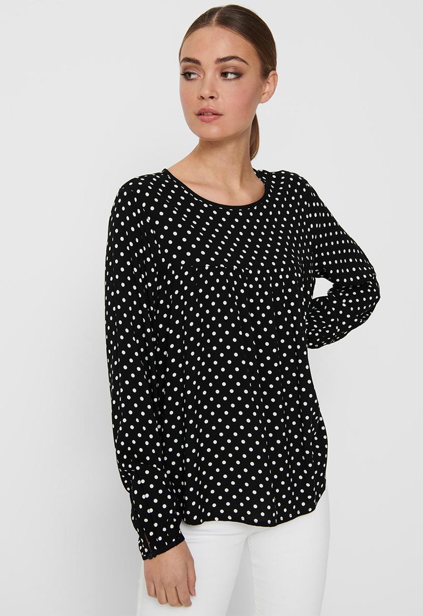 Jacqueline de Yong - Enzo long sleeve top - black & white 