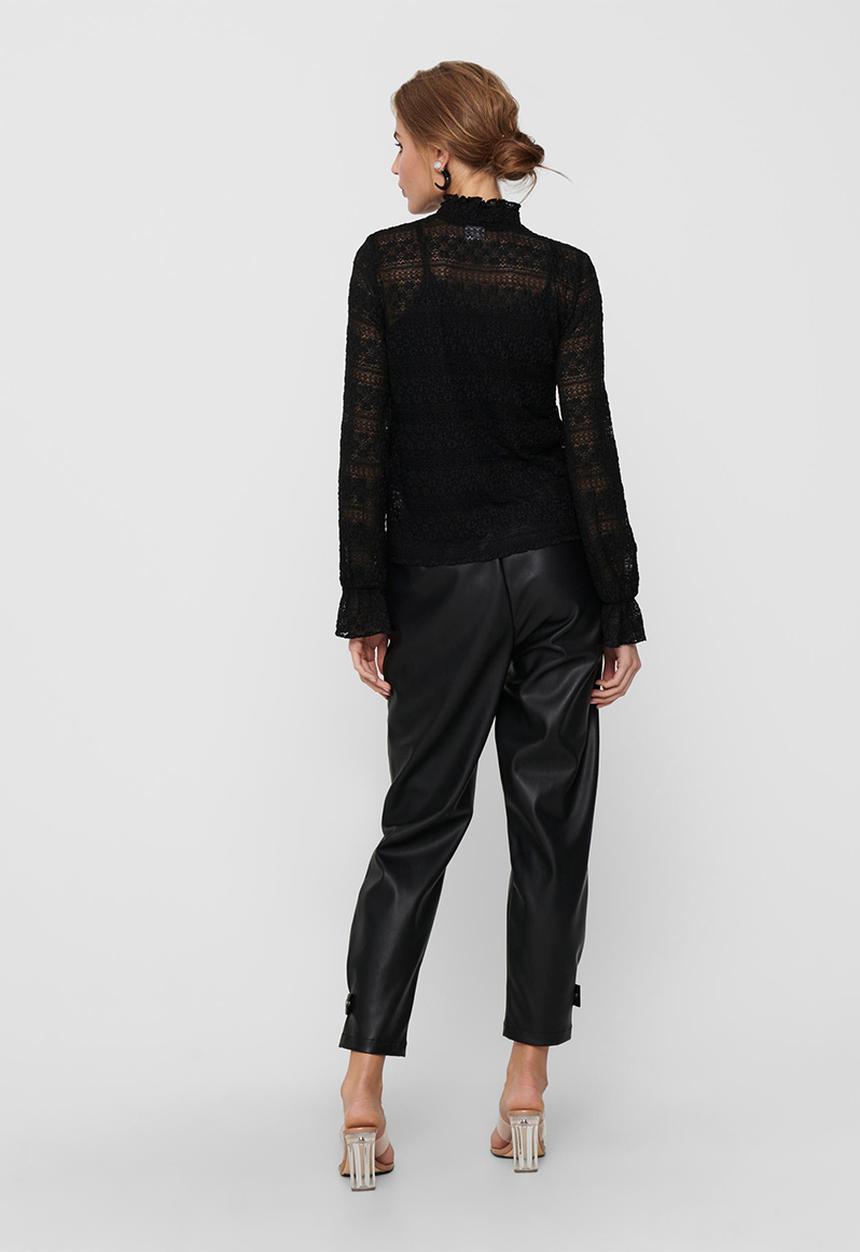 Jacqueline de Yong - Madelyn long sleeve smock top - black