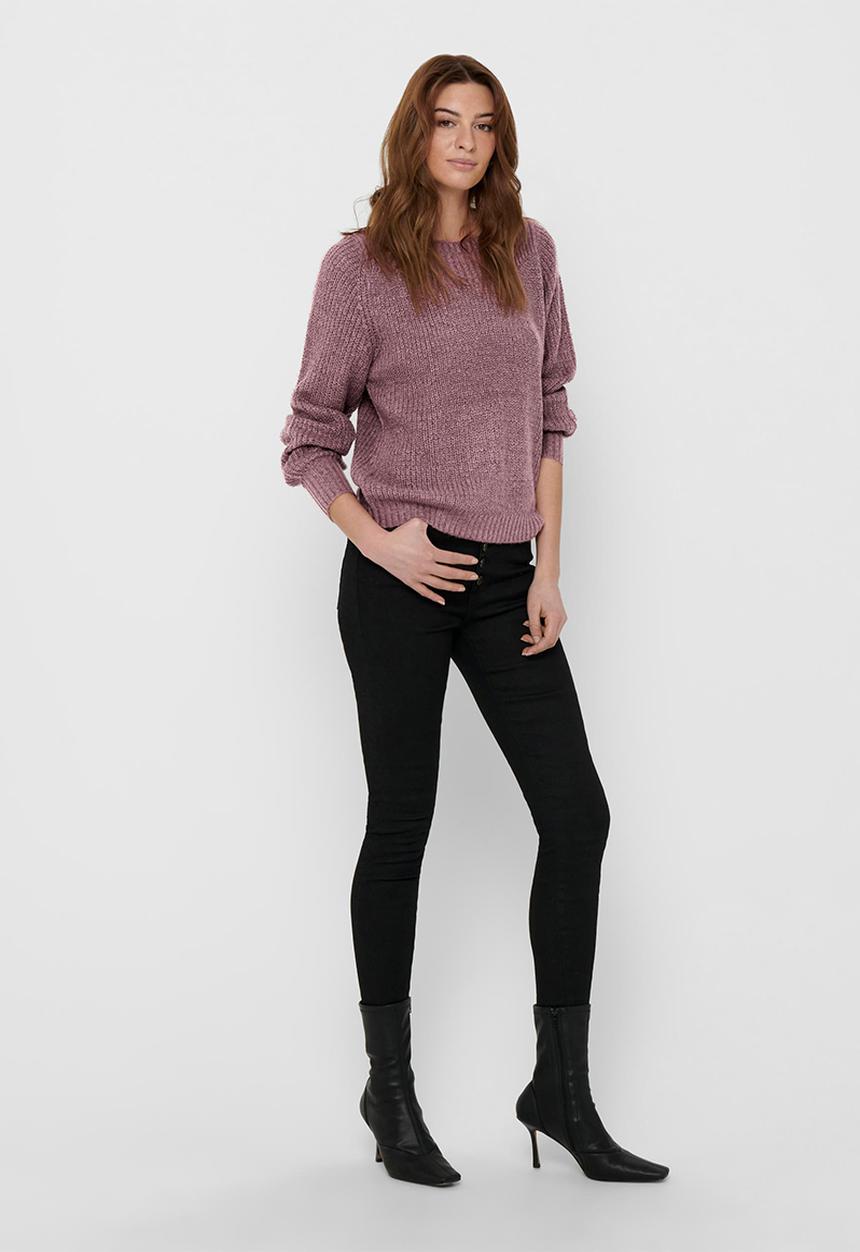 Jacqueline de Yong - Whitney megan long sleeve boatneck pullover knit - mauve