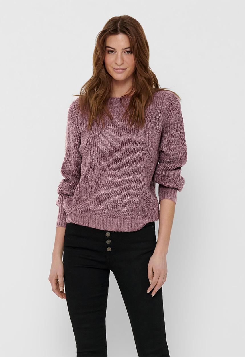 Jacqueline de Yong - Whitney megan long sleeve boatneck pullover knit - mauve