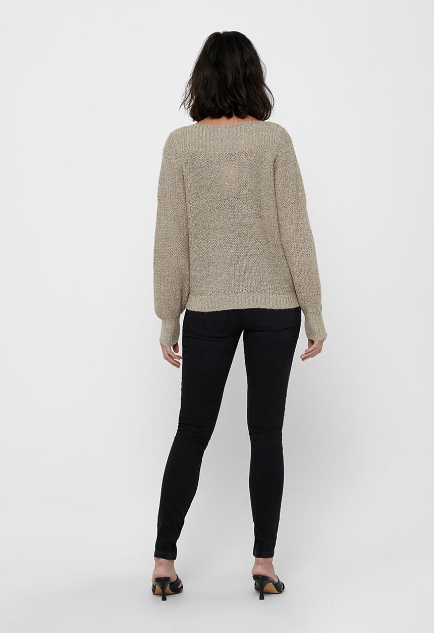 Jacqueline de Yong - Whitney megan long sleeve boatneck pullover knit - neutral