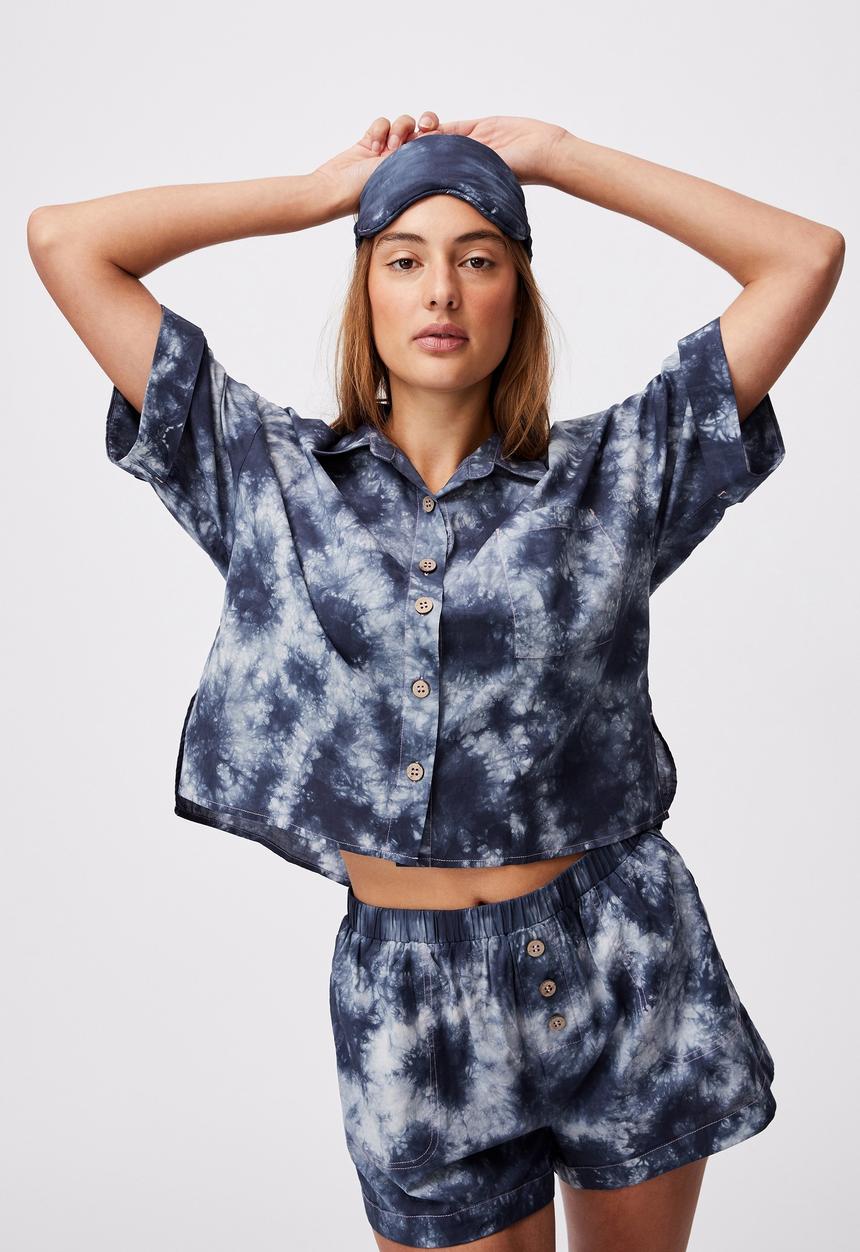 Cotton On - Washed woven sleep set - navy 