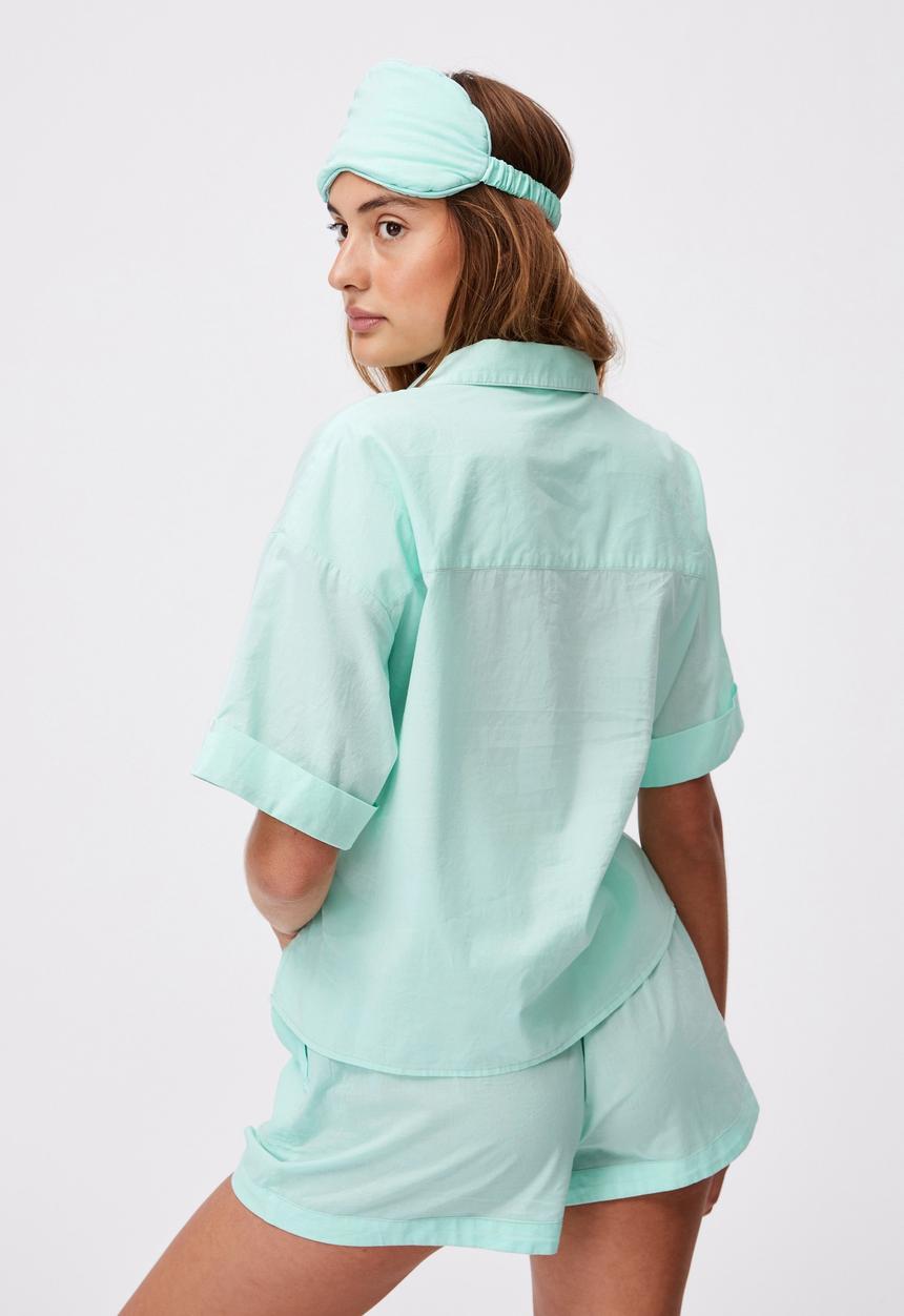 Cotton On - Washed woven sleep set - misty aqua