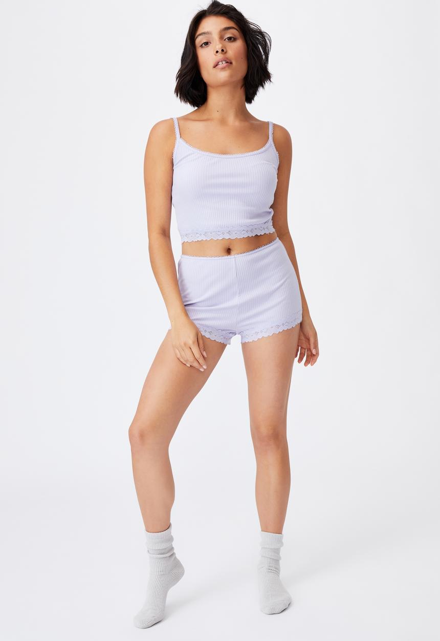 Cotton On - Rib lace sleep cami - lilac 