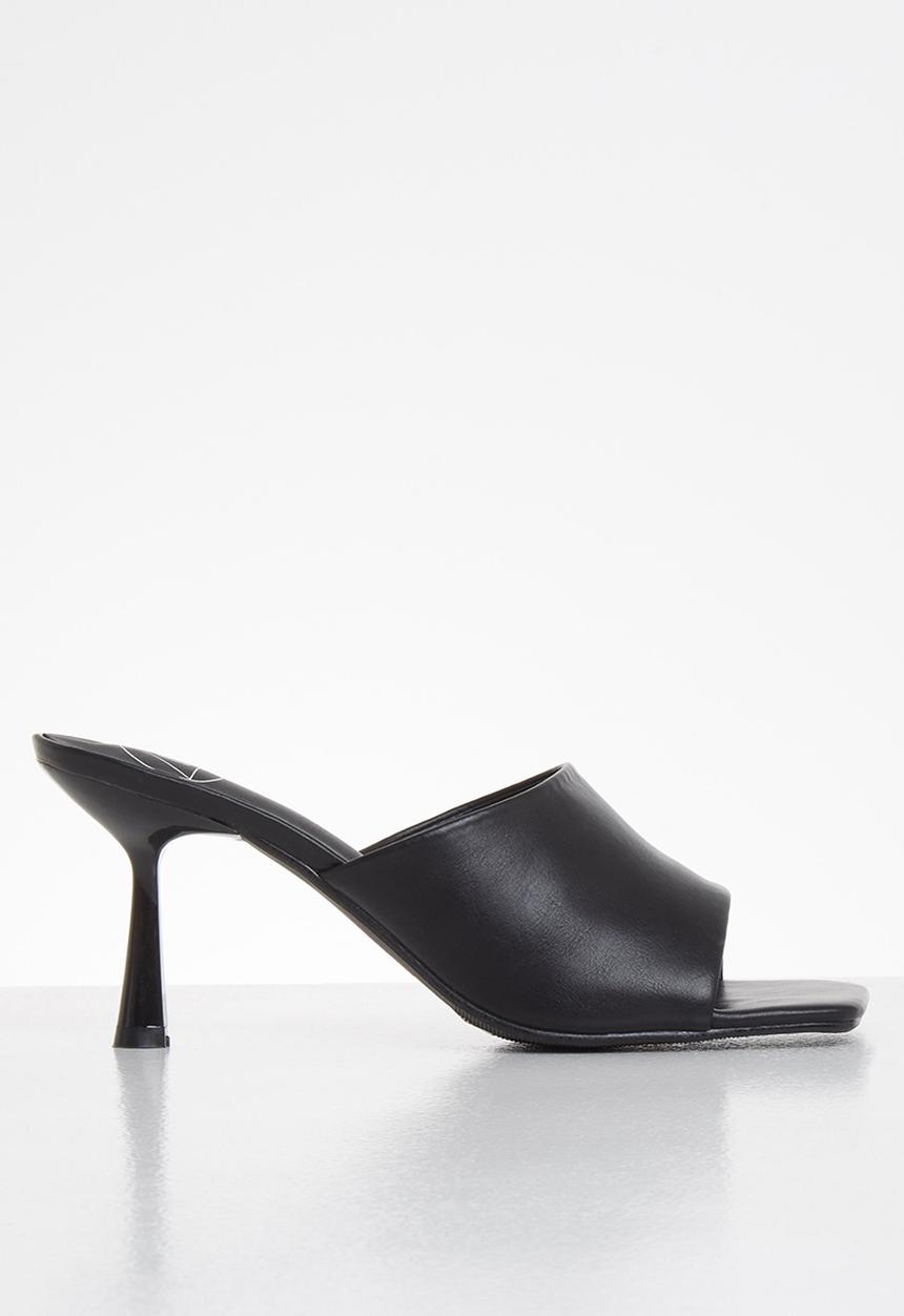 Missguided - Square toe low heel mule - black
