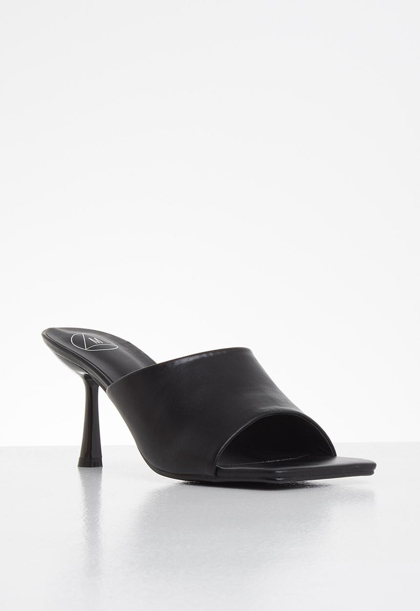 Missguided - Square toe low heel mule - black