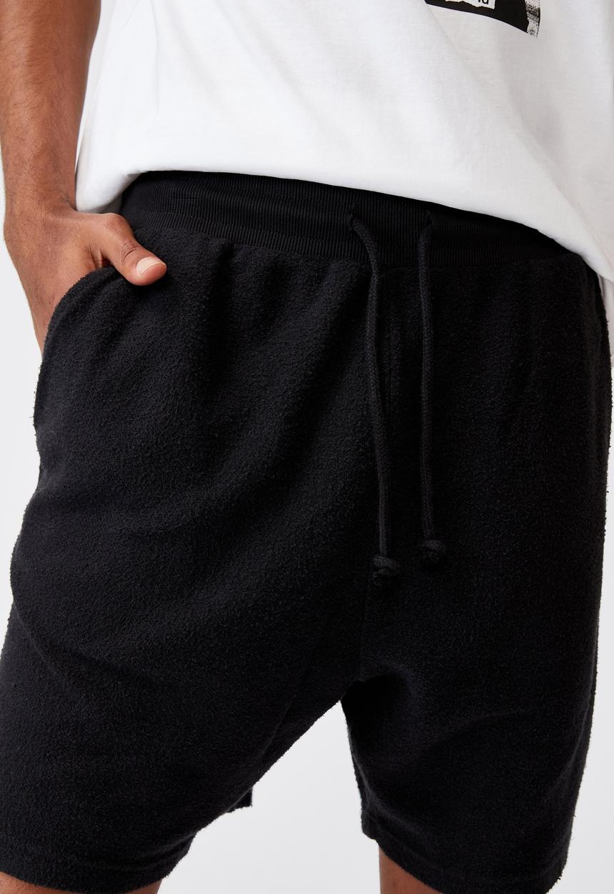 Factorie - Reverse fleece track short - black