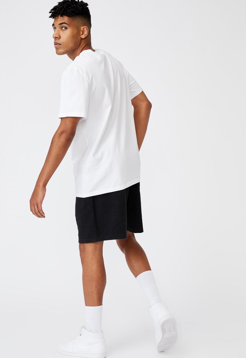 Factorie - Reverse fleece track short - black