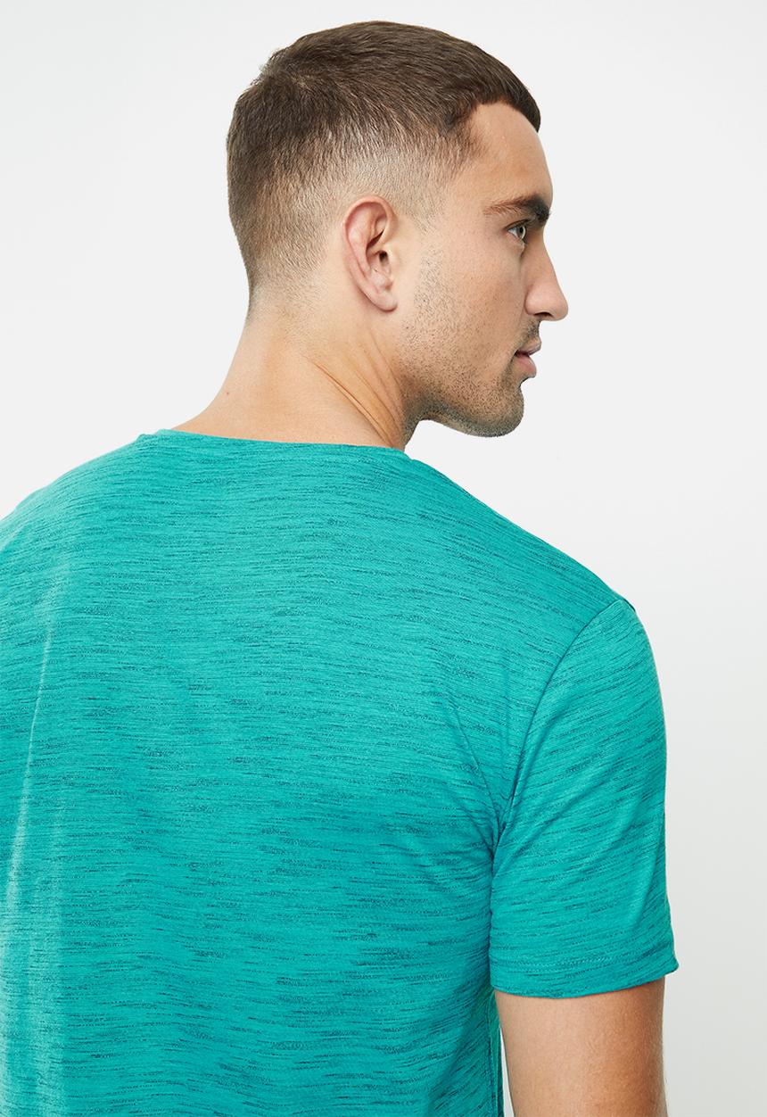 POLO - Mens oliver short sleeve v-neck space dye - teal
