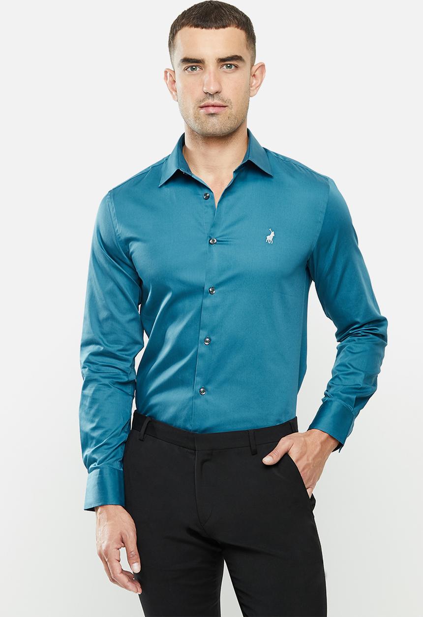 POLO - Mens greig ls shirt - blue