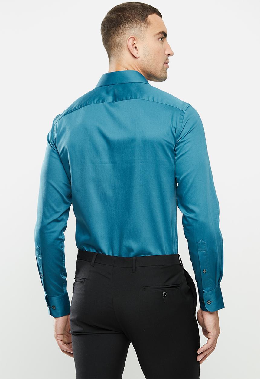 POLO - Mens greig ls shirt - blue