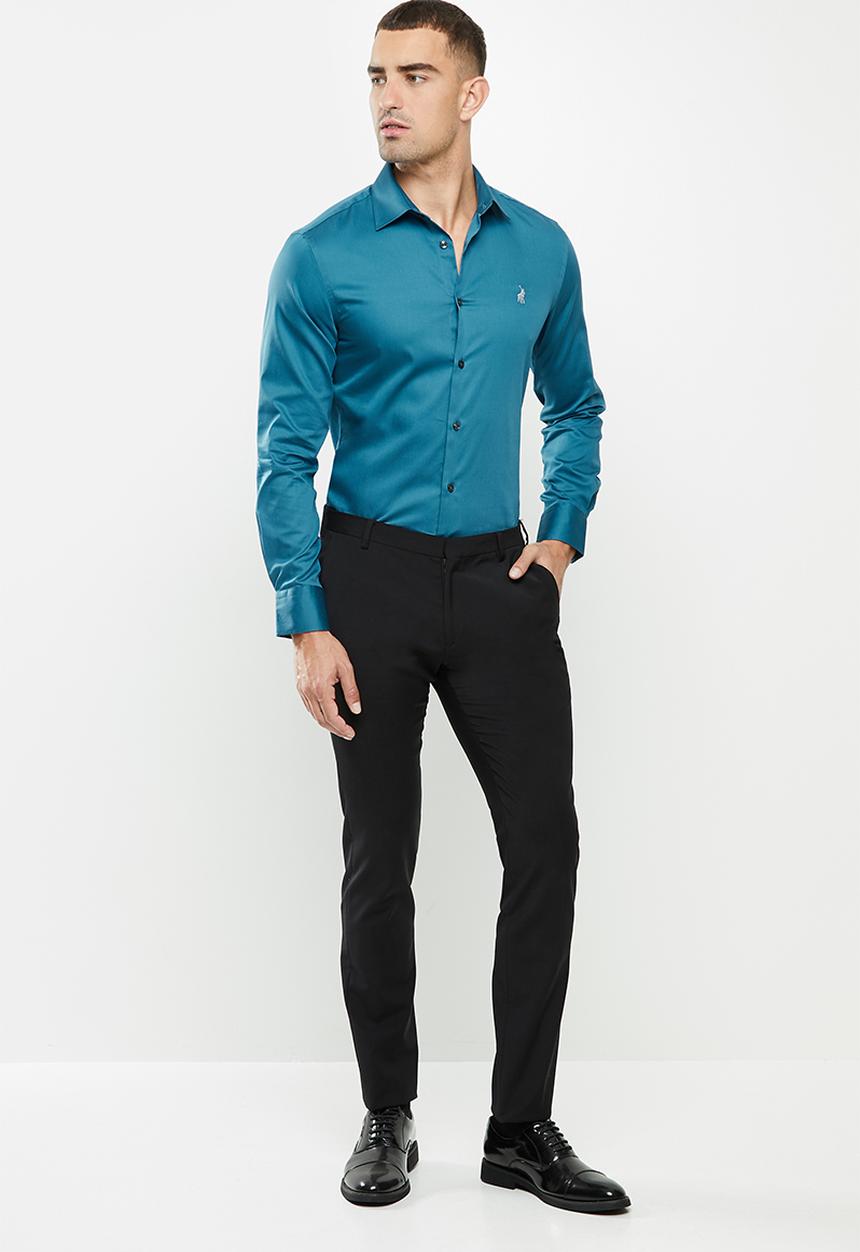 POLO - Mens greig ls shirt - blue