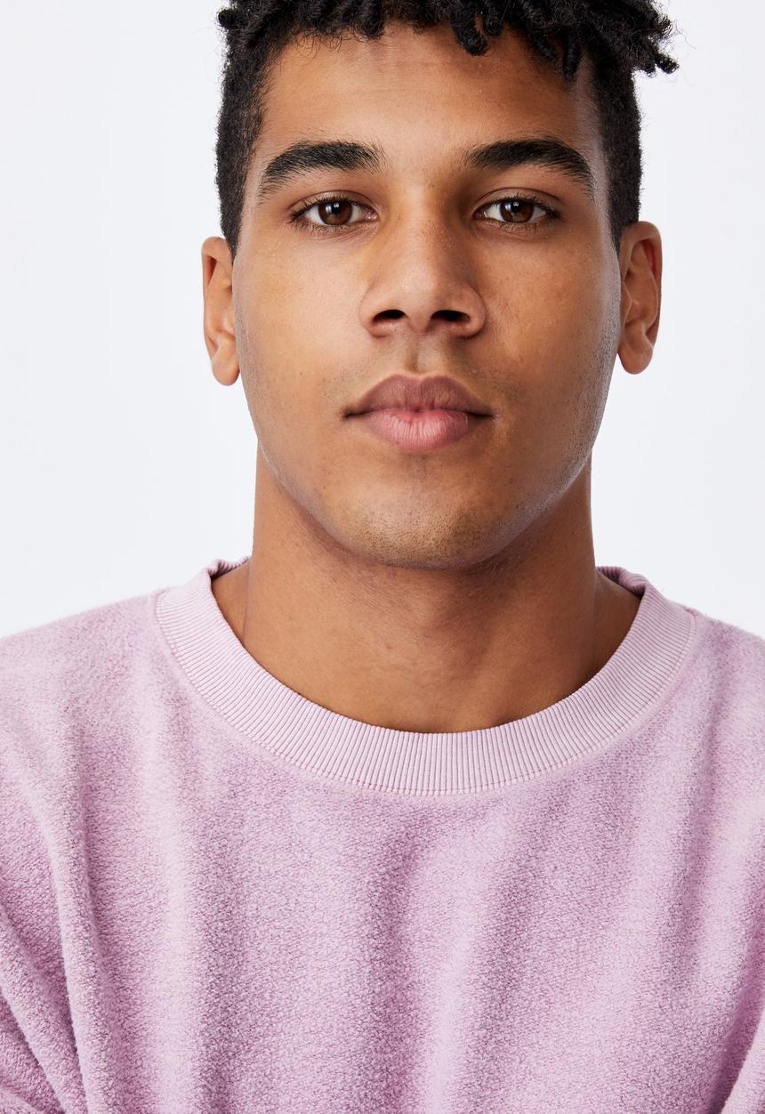 Factorie - Reverse fleece crew - washed fuschia