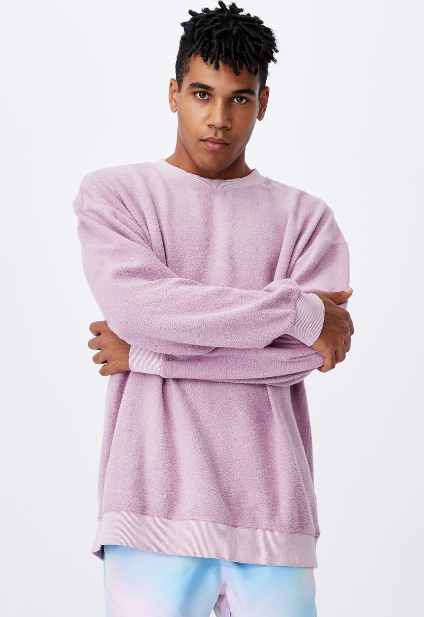 Factorie - Reverse fleece crew - washed fuschia