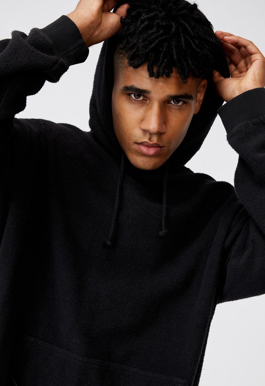 Factorie - Reverse fleece hoodie - washed black