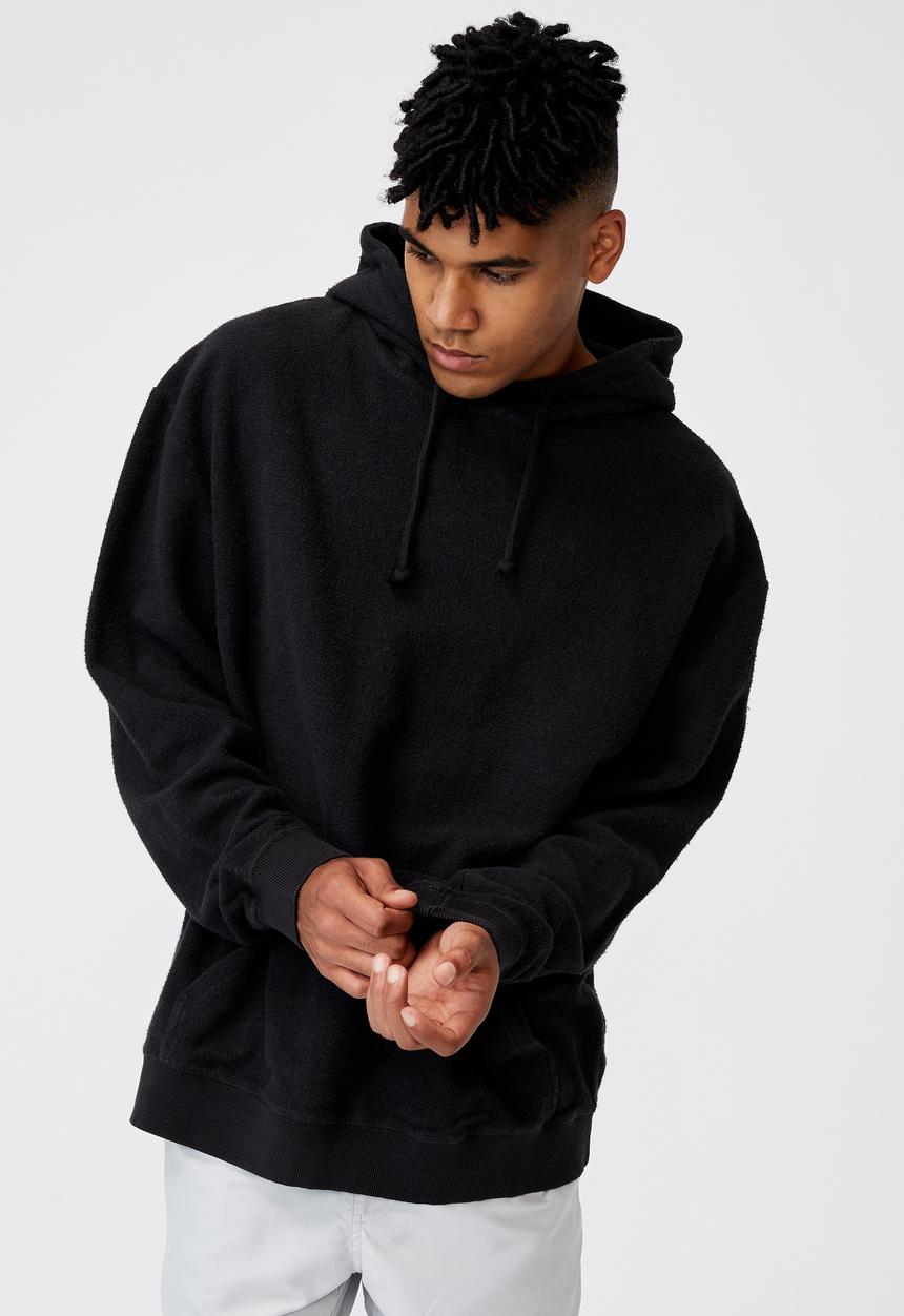 Factorie - Reverse fleece hoodie - washed black