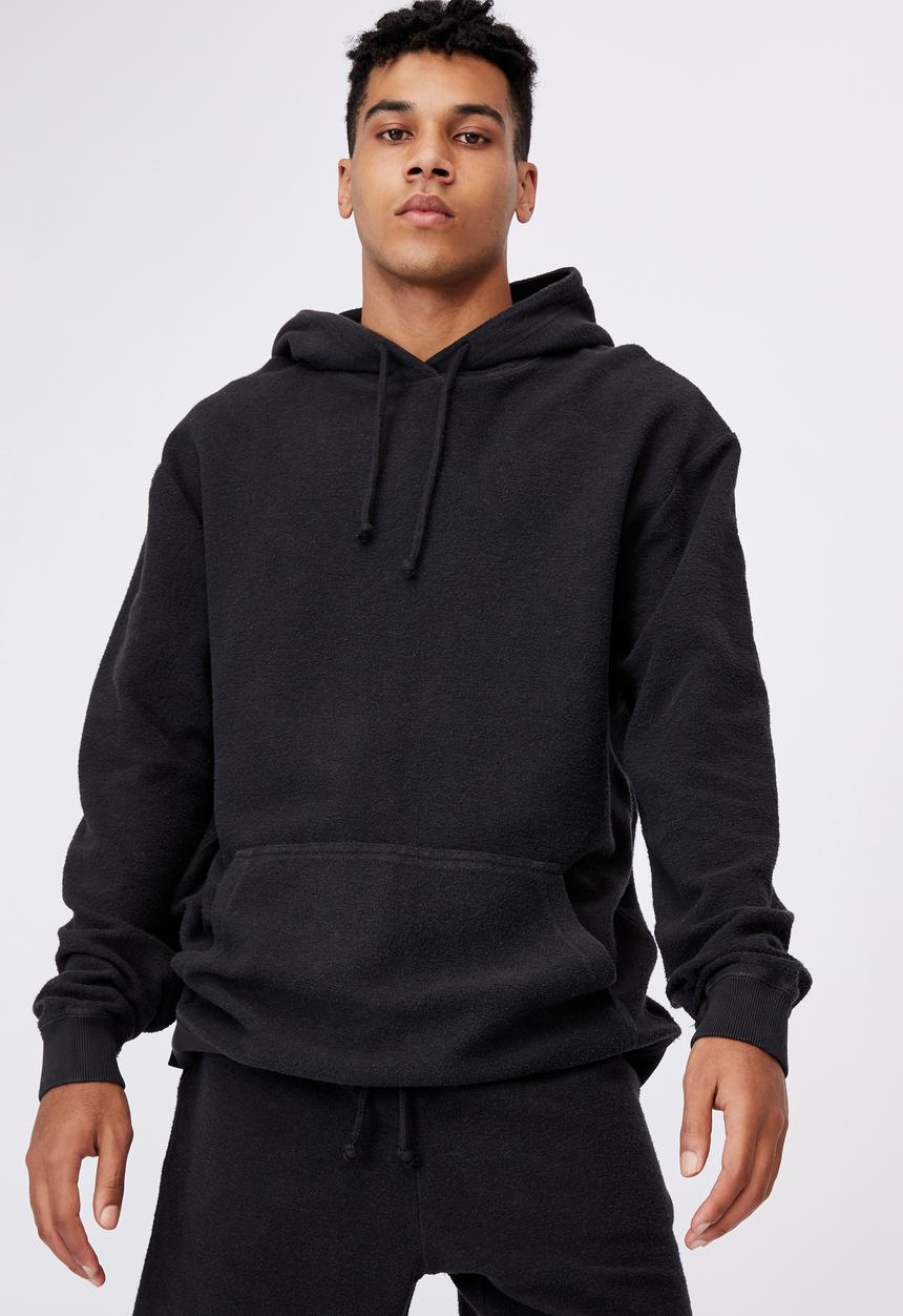 Factorie - Reverse fleece hoodie - washed black