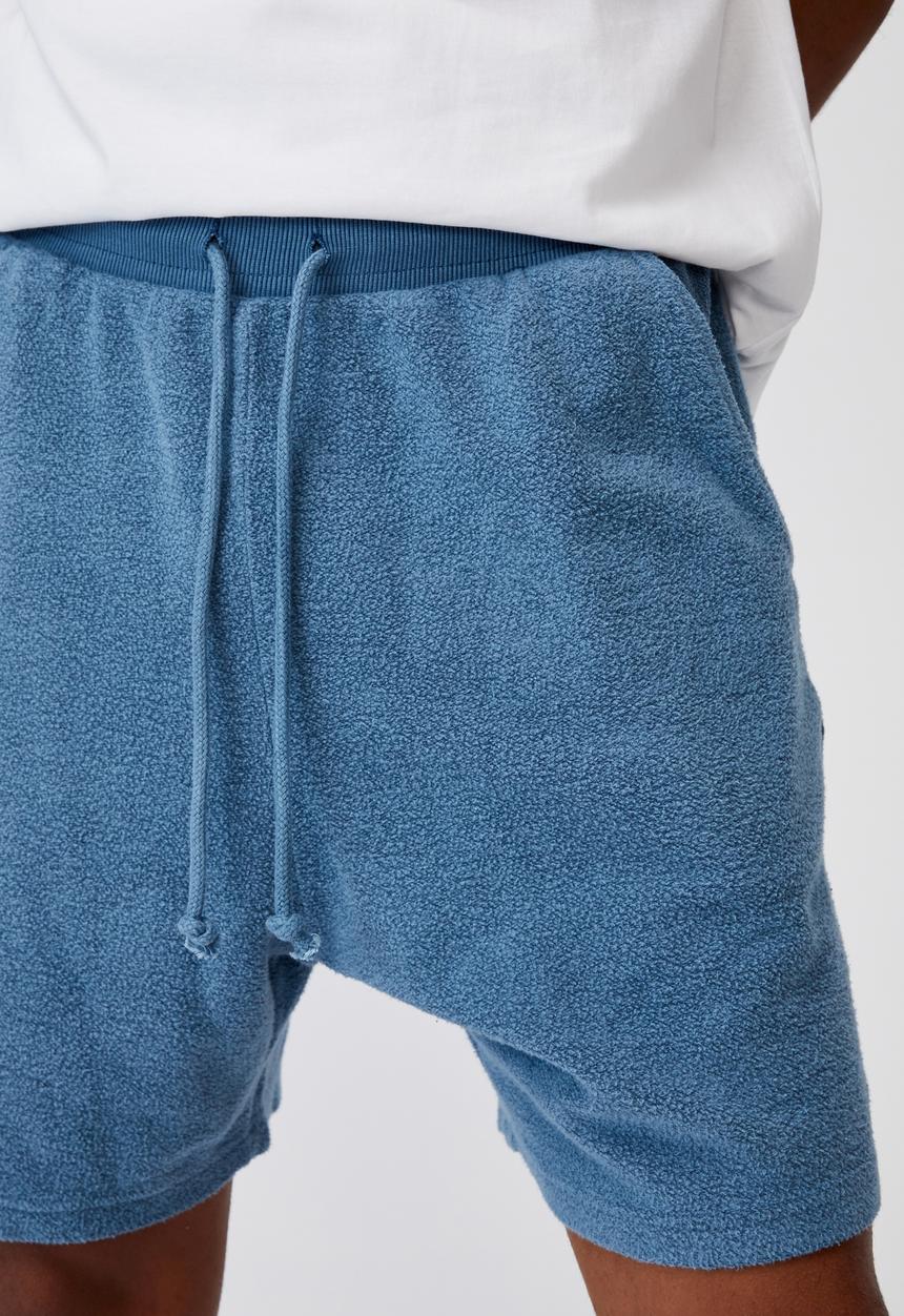 Factorie - Reverse fleece track short - washed chalk blue